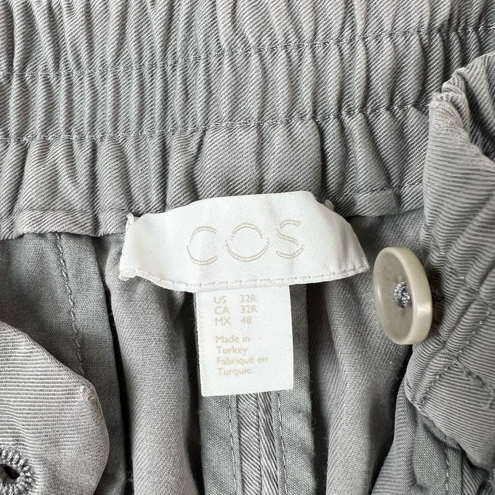 COS Pants Men's Size 32R Light Gray Elastic Waist Tapered Trousers‎ Cotton Blend - Picture 4 of 9